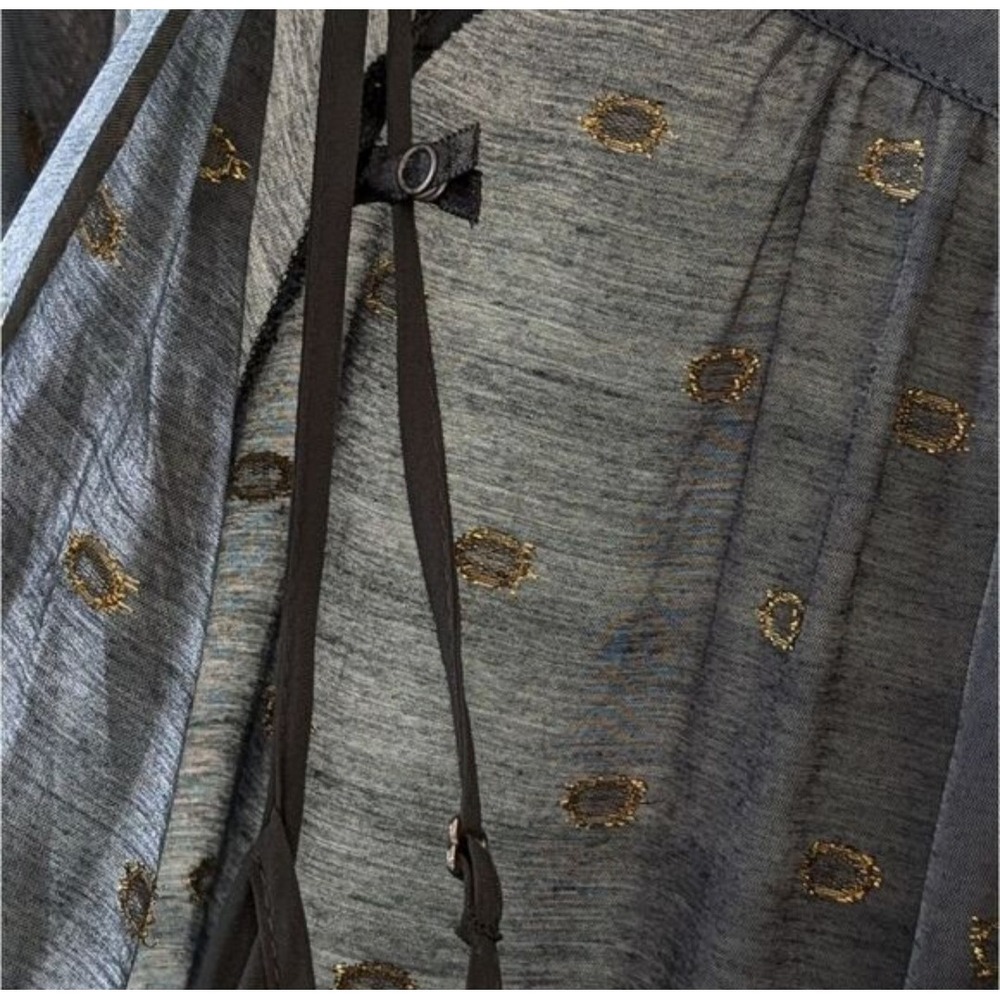 Anthropologie Stormy Blue‎ Tiered Maxi Dress Metallic Dot Napoli Size M - Picture 12 of 15